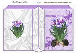 Lavender Tulips and Hedgehogs Folded Book