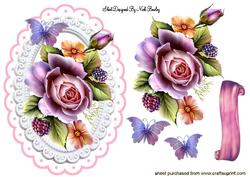 Beautiful Pink English Roses on a Plaque