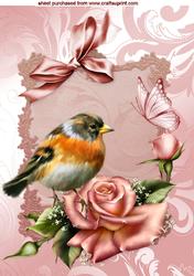 Pretty Bird on Edwardian Roses A4