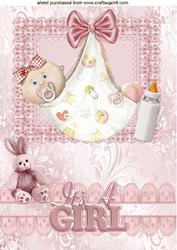 Cute Baby Girl with Her Bottle and Bunny A4
