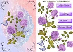 Beautiful Lilac/purple Roses in Pretty Rainbow Frame Lovely for Mother's Day