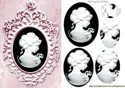 Pretty Black Cameo in Ornate Pink Frame