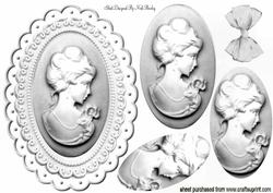Pretty in Silver White, Lady Cameo Oval Pyramids