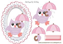 Dance in the Rain, Cute Owl with Umberella