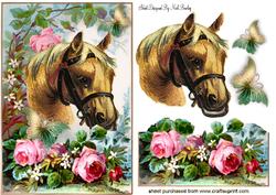 Horse with Butterflies and Roses