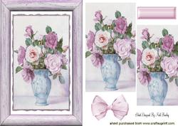 Pretty Roses in a Vase with Bow Pyramids