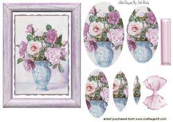 Pink and Lilac Roses in a Vase Oval Pyramids