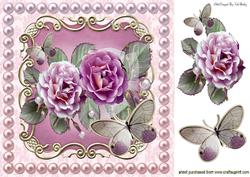 Wild Pink Roses in Pearl Ornate Frame 8x8