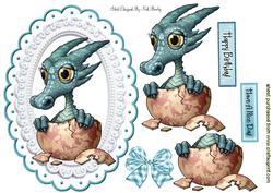 Little Blue Dragon Hatching from Egg