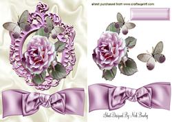 Ornate Frame with Wild Pink Roses & Bow