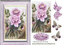 Painted Pink Flowers with Butterflies Pyramid
