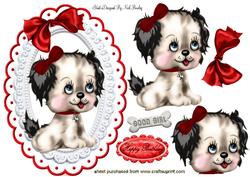 Cute Little Puppy with Big Red Bow