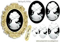 Black Cameo Lady in Gold Frame Oval Pyramids