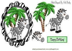 Cute Little Zebra, with Palm Tree in Frame