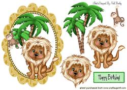 Cute Lion with Little Monkey