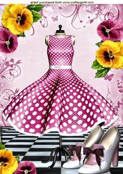 Pink Polkadot Dress with Shoes and Pansies A4