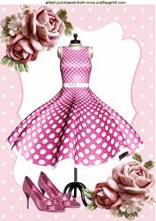 Pink Roses with Polkadot Dress and Shoes A4