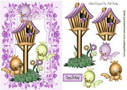 Cute Little Birds in a Birdhouse