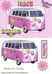 Pink Hippie Campervan with Peace
