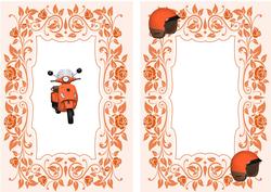 Orange Vespa Scooter in Floral A5 Insert