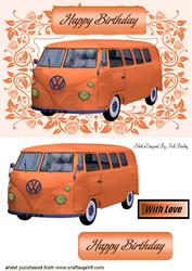 Orange Campervan in Floral Frame