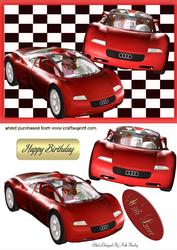 Red Audi Sports Cars in Check Frame