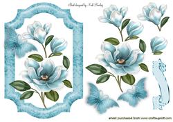 Blue Magnolias and Buterflies