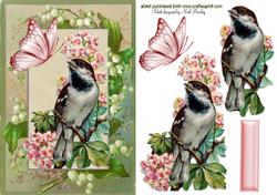 Pretty Bird with Flower and Lily of the Valley