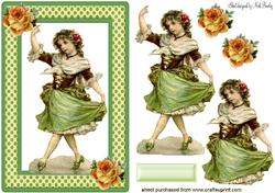 Pretty Dancing Girl with Roses