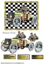 1901 Vintage Car in Check Frame