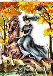 Vintage Lady Horse Riding in the Meadows A4