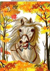 Beautiful White Horse in the Meadow A4