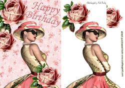 Pretty Lady in Dress with Roses