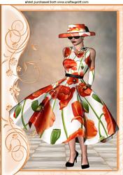 Pretty in Peach, Lady in Hat with Border A4