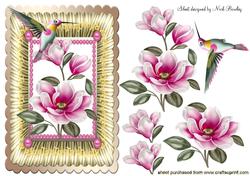 Pink Magnolia with Pretty Humming Bird