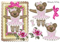 Cute Teddy Ballerina with Magnolias