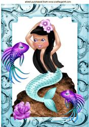 Cute Little Mermaid with a Fish A4