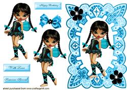 Cute Little Faerie in Turquoise Frame