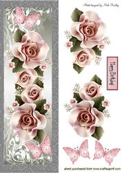 Cascading Pink Roses & Butterflies Tall Dl