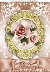 Pretty Peach Roses in Gold Ornate Frame A4