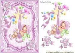 Cute Baby Girl in Pink Bonnet with Bows