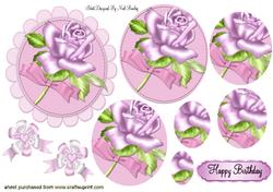 Pink Rose in Frame with Bow Oval Pyramids