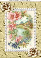 Pretty Country Cottage with Flowers & Pearls A4