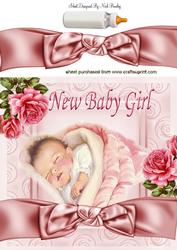 Pretty in Pink Baby Girl with Roses 8x8
