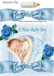 Cute in Blue Baby Boy with Roses 8x8