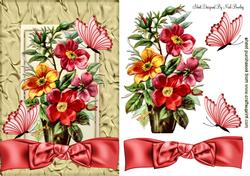 Pretty Garden Flowers in a Pot with Bow