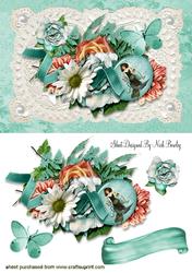 A Beautiful Spray of Flowers on Vintage Lace