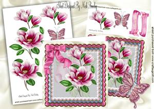 Pretty Pink Magnolias with Bow 8x8 Mini Kit