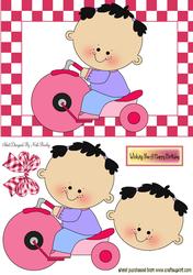 Baby Girl on Her Pink Tricycle