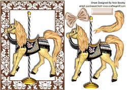 Gorgeous Carousel Horse in Floral Frame
